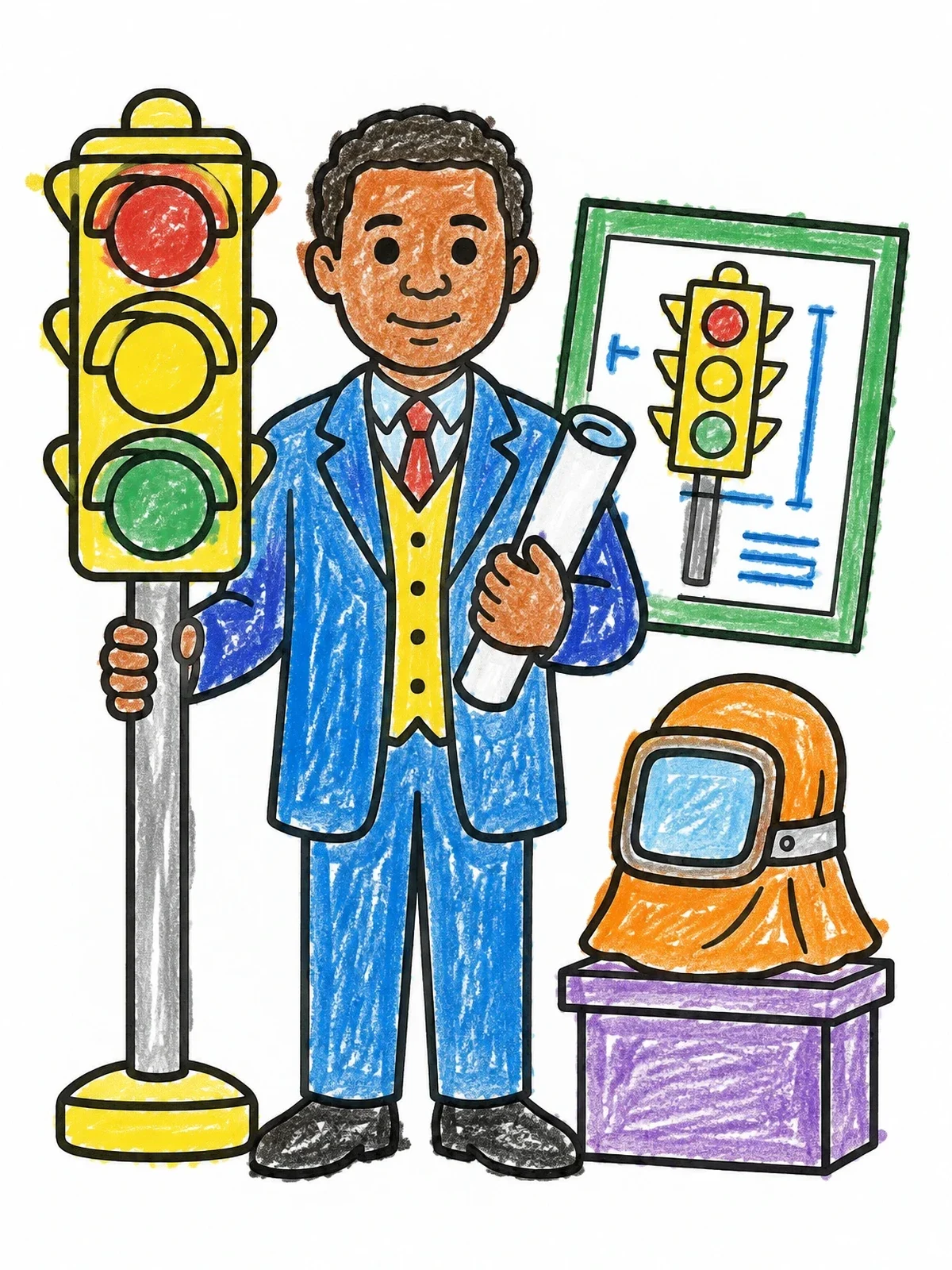 Colored example of the Garrett Morgan And His Inventions coloring page