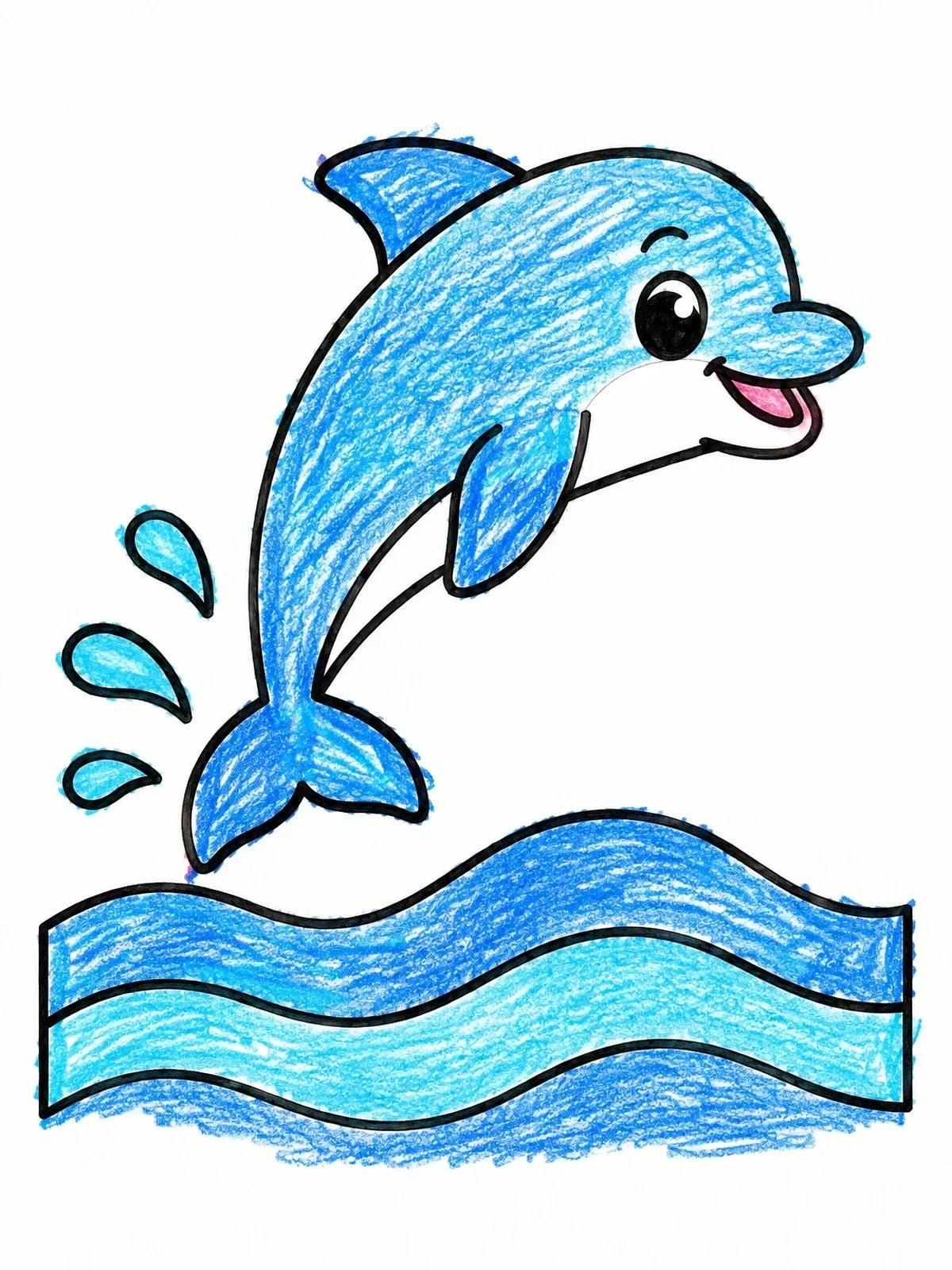 Colored example of the Cheerful Leaping Dolphin Over Waves coloring page