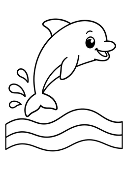 Free printable Cheerful Leaping Dolphin Over Waves coloring page