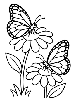 Free printable Monarch Butterflies On Daisy Blooms coloring page