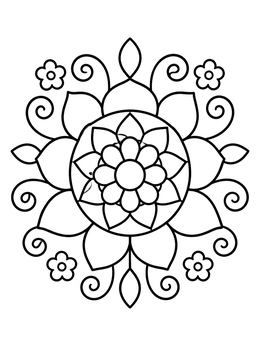 Free printable Simple Floral Mandala With Swirls coloring page