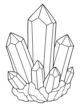 Free printable Crystal Quartz Mineral Cluster coloring page