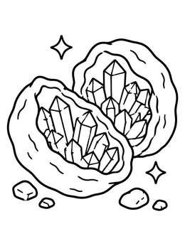 Free printable Open Geode With Pointed Crystals coloring page