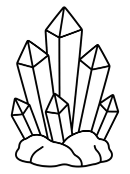 Free printable Pointed Crystal Cluster On Rock coloring page