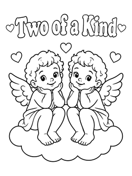 Free printable Cute Twin Cherubs On A Cloud coloring page