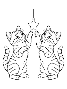 Free printable Twin Kittens Reaching For Star coloring page