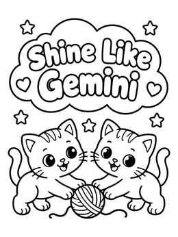 Free printable Playful Gemini Twin Kittens coloring page