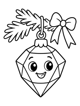 Free printable Cute Gemstone Tree Ornament With Ribbon coloring page