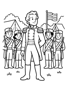 Free printable General Andrew Jackson At Military Camp coloring page