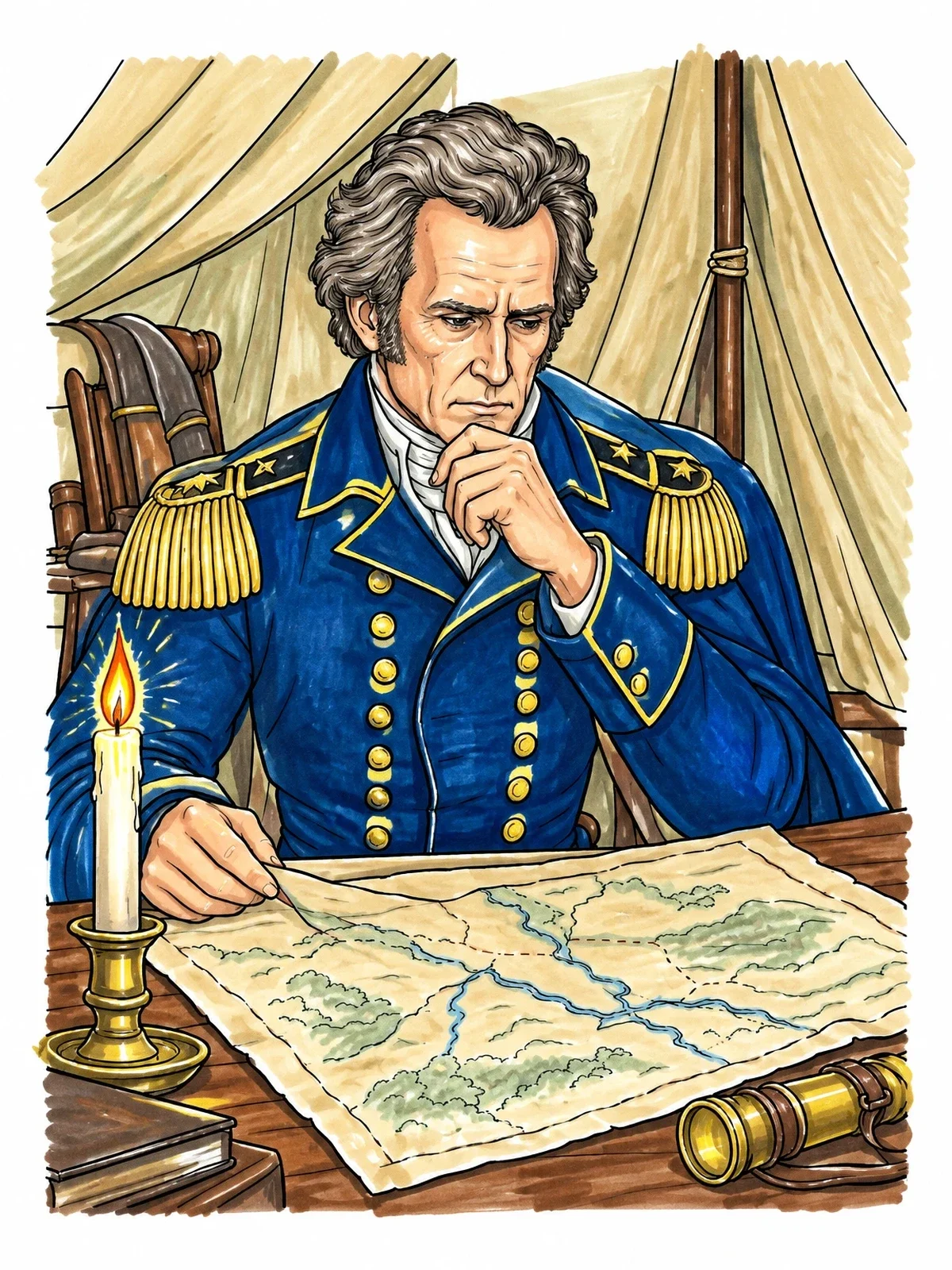 Colored example of the General Andrew Jackson In Command Tent coloring page