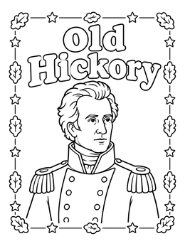 Free printable General Andrew Jackson Old Hickory Portrait coloring page