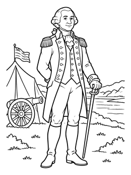 Free printable General George Washington At Camp coloring page