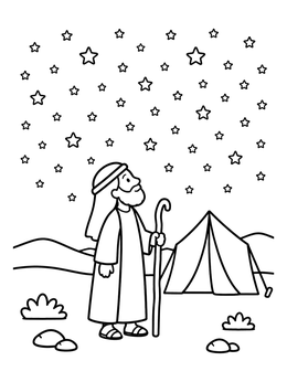 Free printable Abraham Counting The Desert Stars coloring page