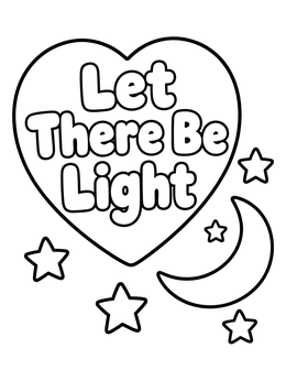 Free printable Let There Be Light With Moon And Stars coloring page