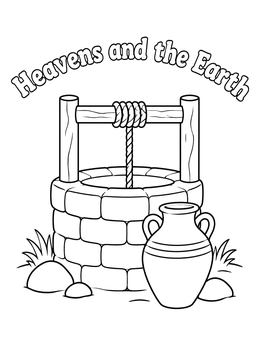 Free printable Stone Well And Clay Water Jar coloring page