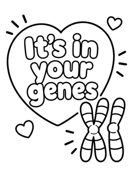 Free printable Cute Chromosomes And Heart Science coloring page