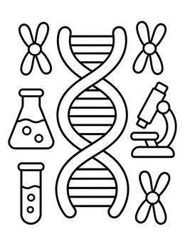 Free printable Dna Helix And Science Lab Equipment coloring page