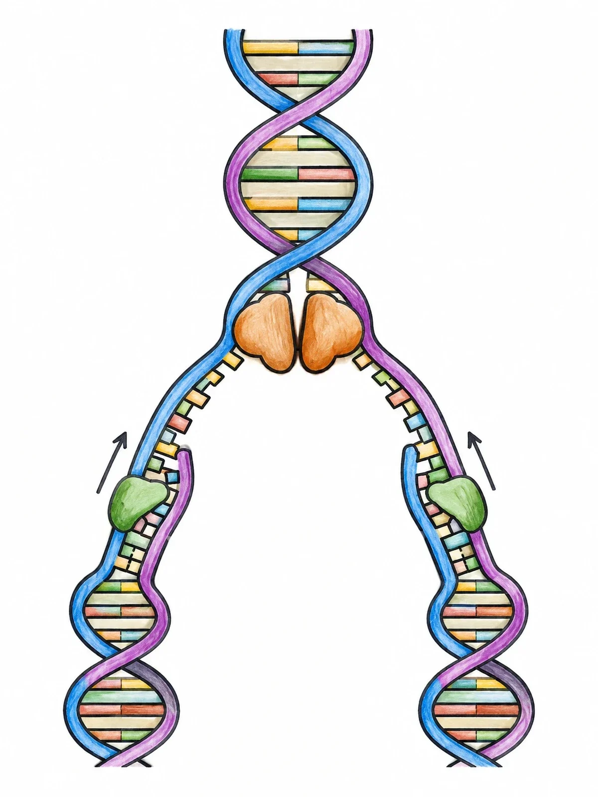 Colored example of the Dna Replication Fork Diagram coloring page