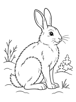 Free printable Gentle Snowshoe Hare In Winter coloring page