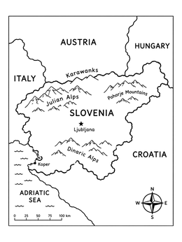 Free printable Geographic Map Of Slovenia coloring page