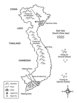 Free printable Geographic Map Of Vietnam coloring page