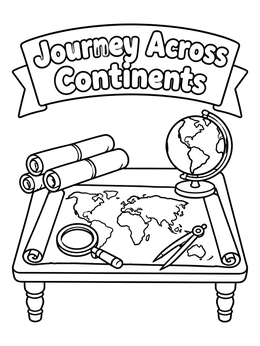 Free printable Journey Across Continents Map Desk coloring page