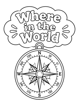 Free printable Where In The World Compass coloring page