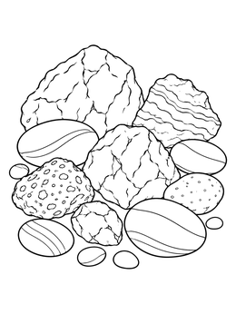 Free printable Geological Rocks And Smooth Pebbles coloring page