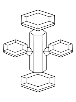 A capped column snowflake coloring page with geometric crystal plates.