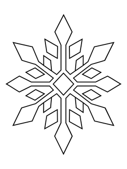 Geometric diamond shapes form an elegant motif in this snowflake coloring page.