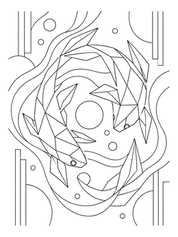 Free printable Geometric Origami Koi Fish Pair coloring page