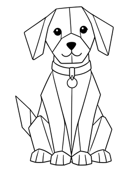 Free printable Geometric Origami Puppy With Collar coloring page