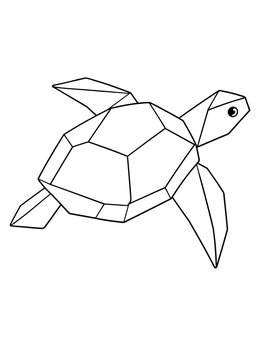 Free printable Geometric Origami Sea Turtle coloring page
