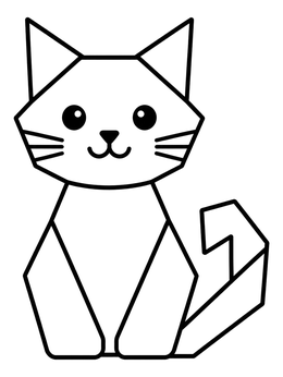 Free printable Geometric Origami Sitting Cat coloring page