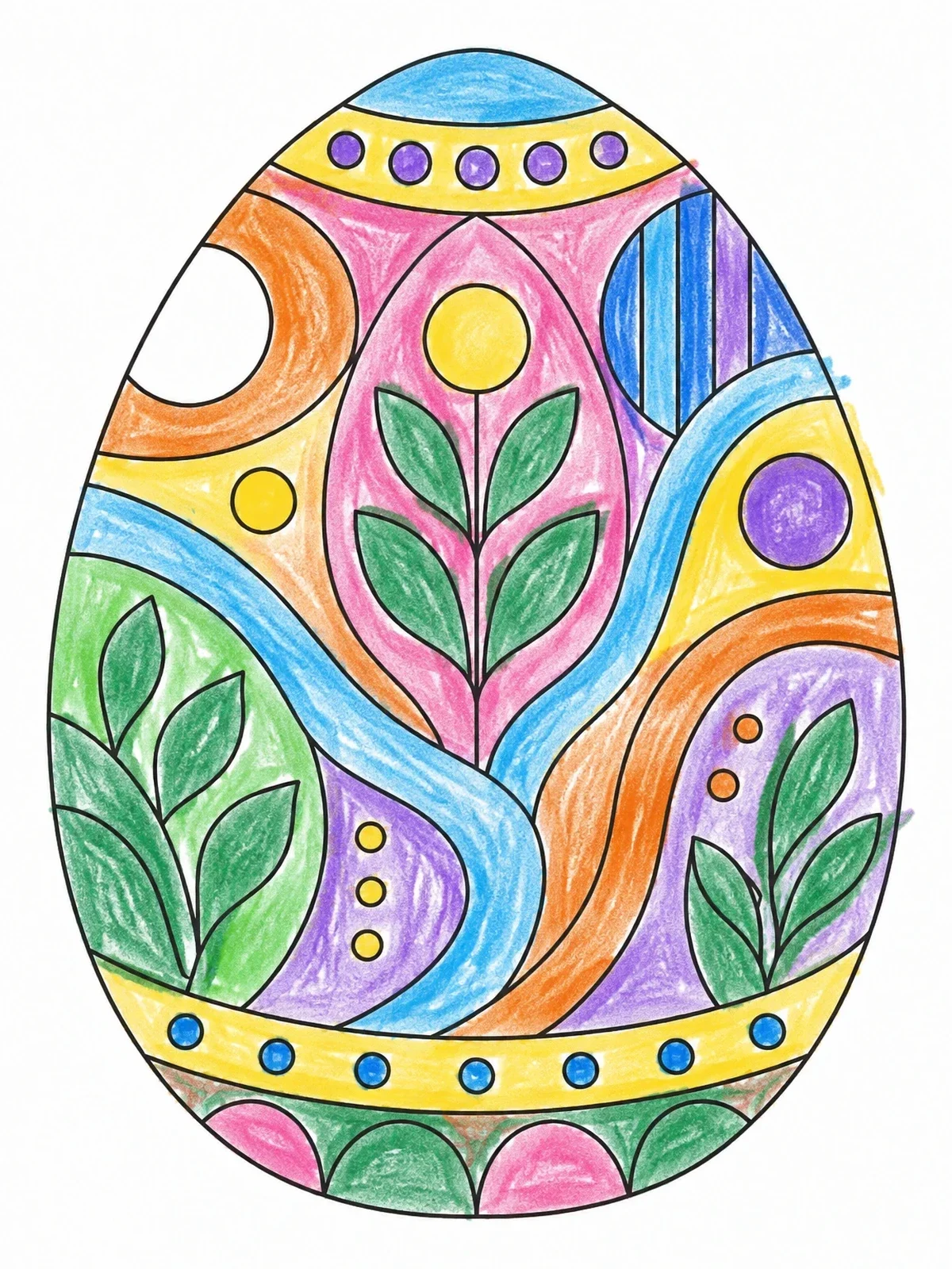 Colored example of the Geometric Pattern Easter Egg Design coloring page