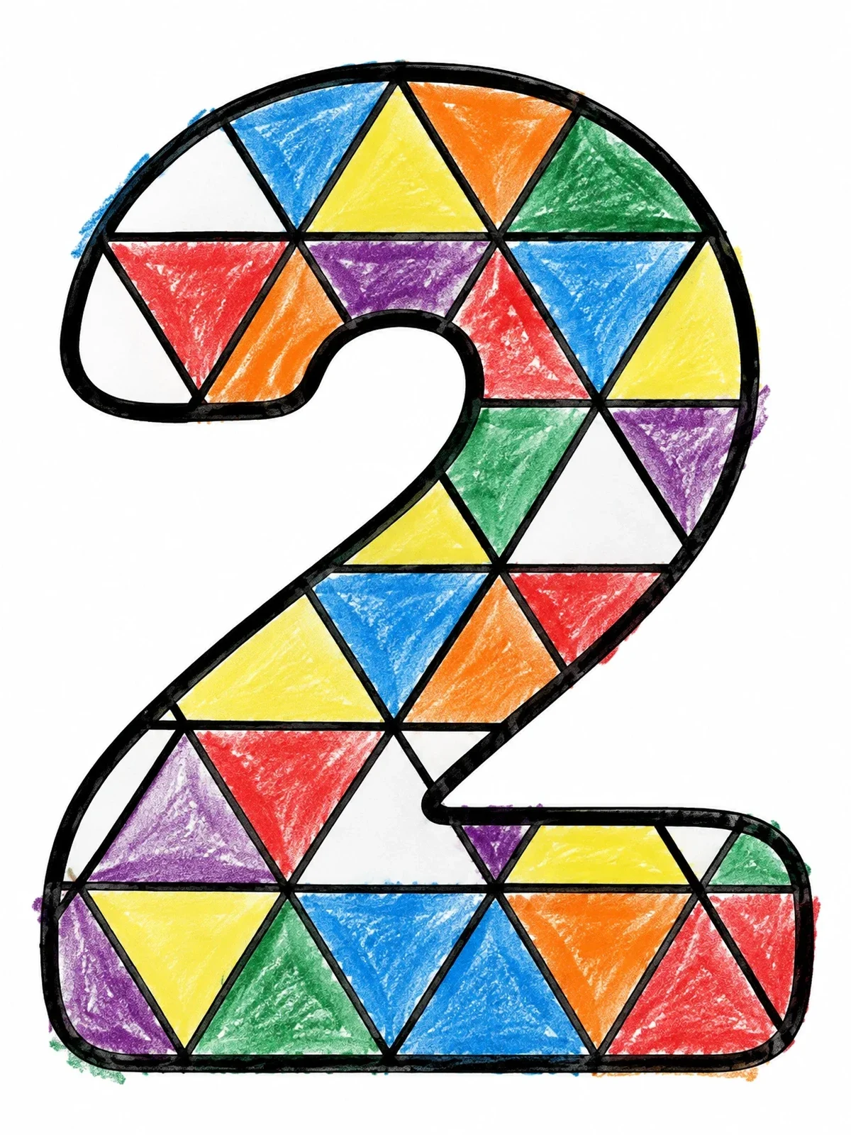 Colored example of the Geometric Pattern Number Two coloring page