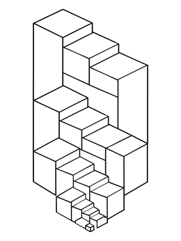 Free printable Geometric Staircase Fractal Illusion coloring page