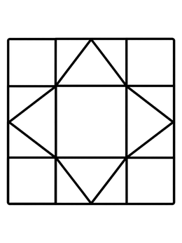 Free printable Geometric Star Quilt Block Pattern coloring page