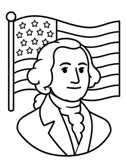 Free printable George Washington With American Flag coloring page