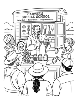 Free printable George Washington Carver Mobile School coloring page