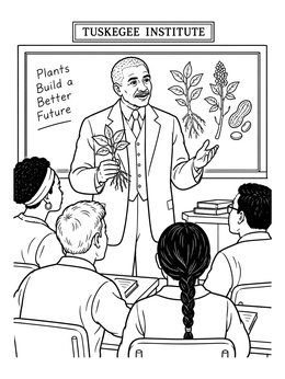 Free printable George Washington Carver Teaching Botany coloring page