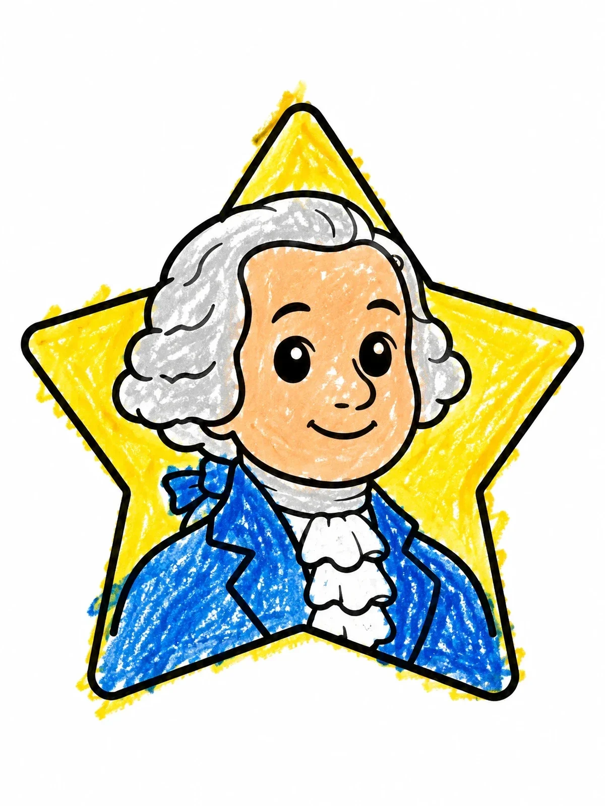 Colored example of the George Washington In A Star Frame coloring page