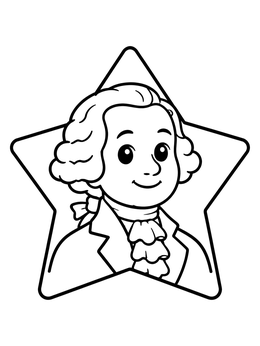 Free printable George Washington In A Star Frame coloring page