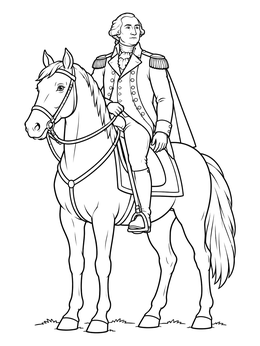 Free printable George Washington On Horseback coloring page