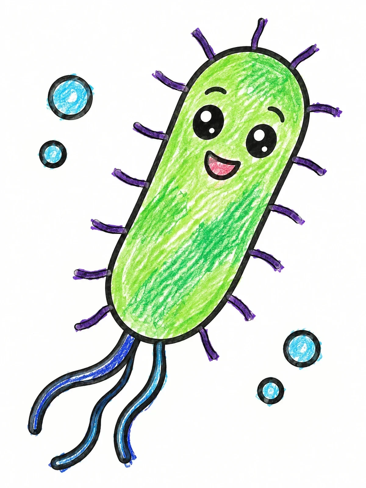 Colored example of the Cute Smiling Rod Bacterium coloring page