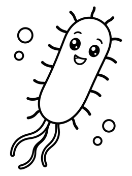 Free printable Cute Smiling Rod Bacterium coloring page