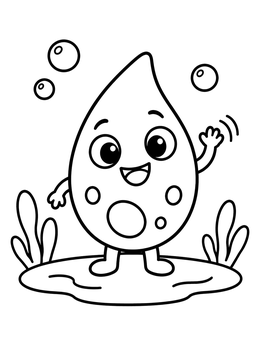 Free printable Friendly Little Teardrop Microbe coloring page