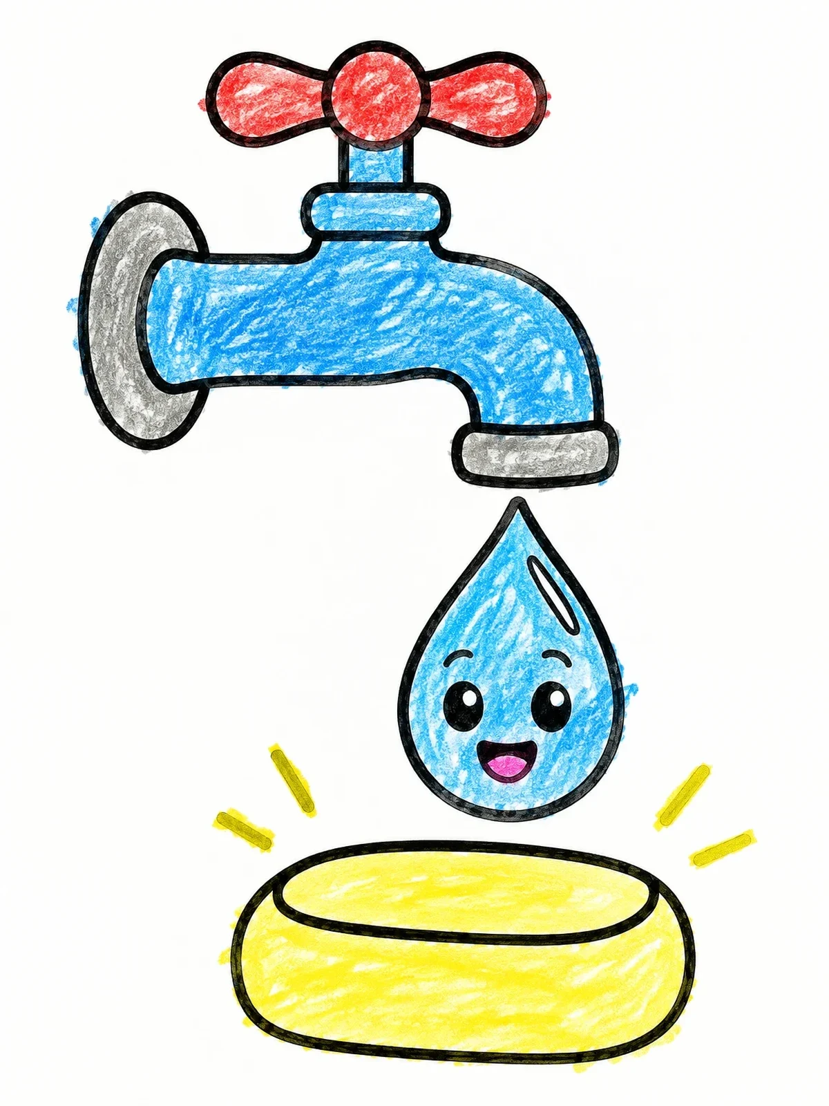 Colored example of the Water Droplet And Soap Bar coloring page