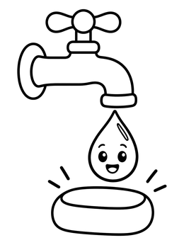 Free printable Water Droplet And Soap Bar coloring page