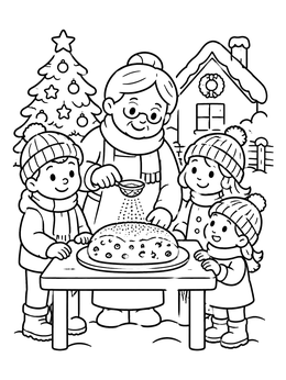 Free printable Baking Stollen With Grandma coloring page